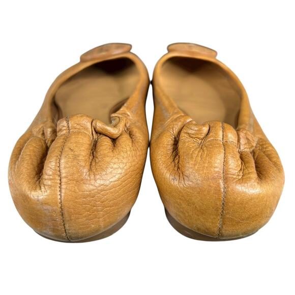 Tory Burch Women’s Reva Brown Leather Slip On Flats Size US 7.5 - Picture 7 of 9